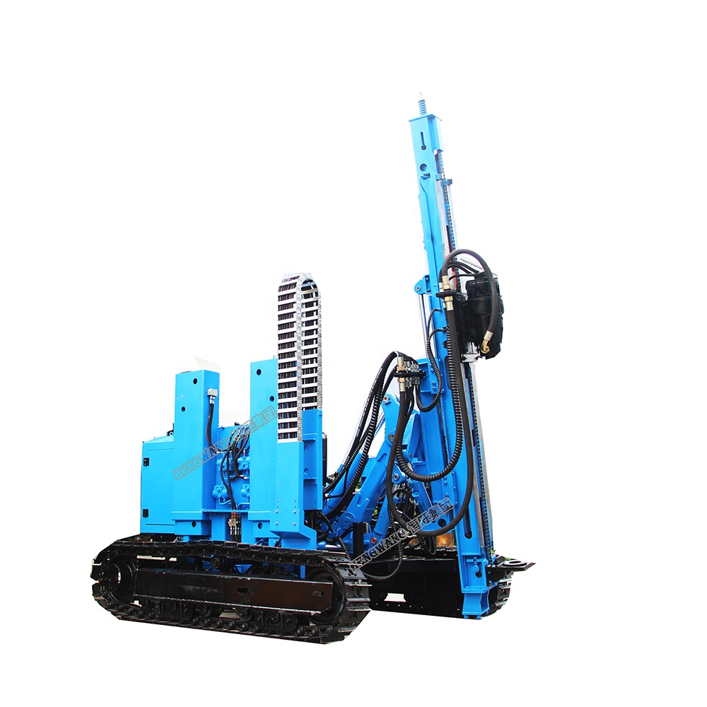 multi-angle telescopic track pile driver with ramming drilling power