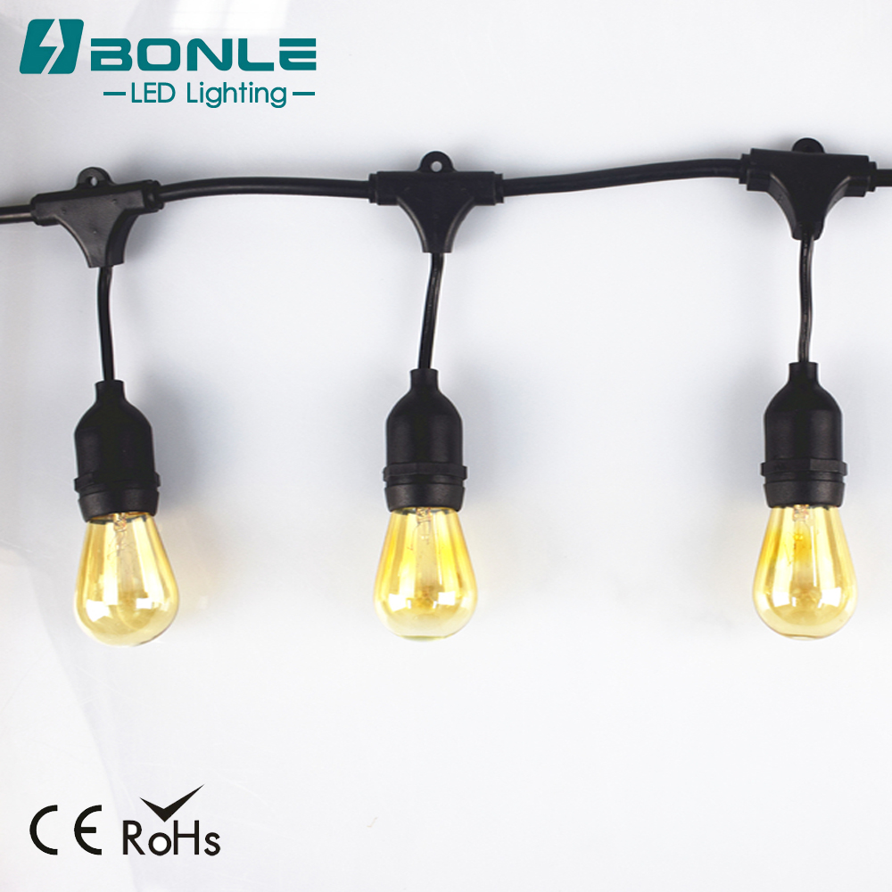 48Ft Hanging Loops With 15 E26 Dropped Sockets, Outdoor Decorative Vintage Patio Bistro String Lights