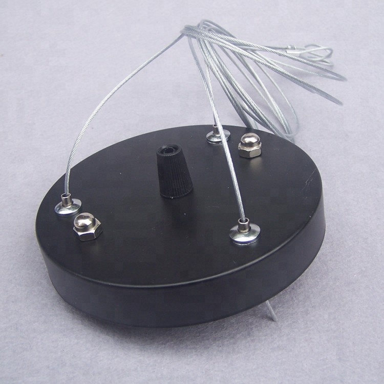 Black Ceiling plate lamp base pendant lighting chassis with 1.5meter Steel wire rope bearing light fittings