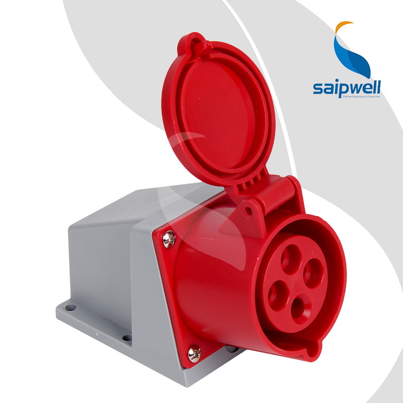 SAIPWELL/SAIP 4P 32A IP44 Economical Surface Mounted Waterproof Industrial Socket