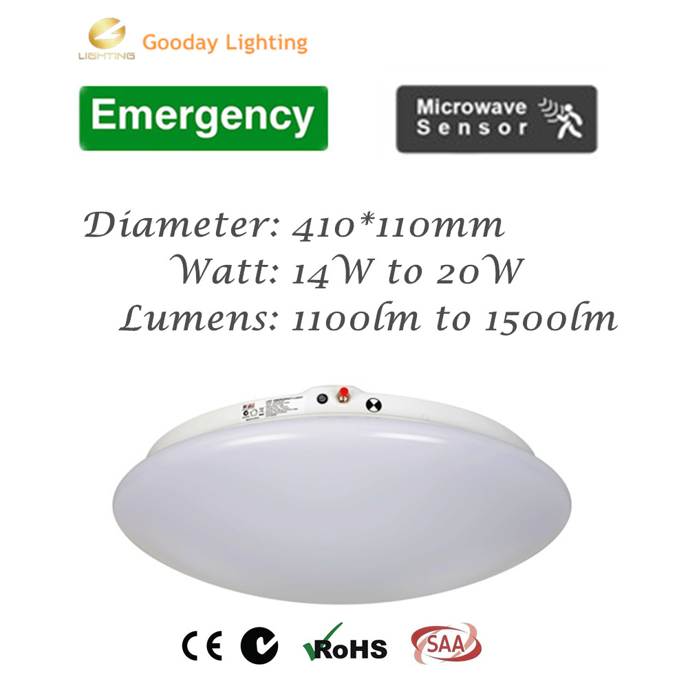3 hours emergency led round fixtures wall mount 20w oyster bulkhead remote motion sensor control CCT 3K/4K/6K optional