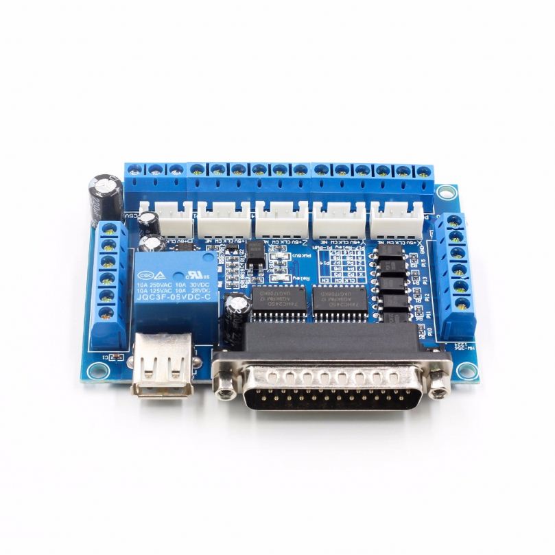 MACH3 engraving machine CNC 5 axis stepper motor driver interface board with optocoupler isolation blue board + USB cable