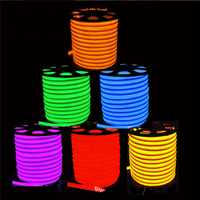 12V 24V 110V 220V Ultra Thin Tape Green Pink Red Blue Rgb Color Changing Waterproof Flexible Tube Sign Flex Rope Neon Led Light