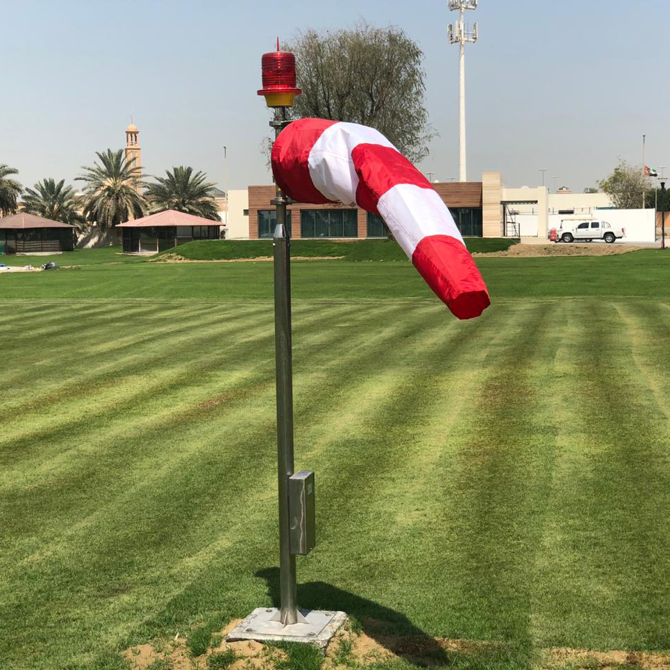 Heliport Wind Cone 2m/3m/4m/5m/6m Helipad Windsock with L-810 Obstruction Light