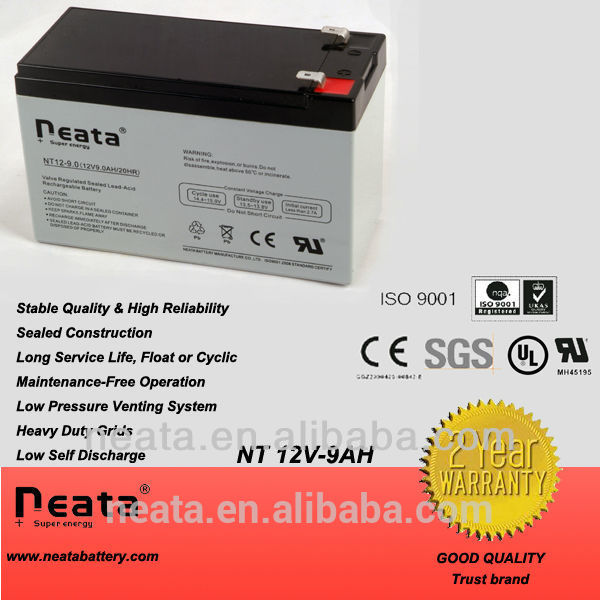 small Rechargeable Ups VRLA Battery 12v 9.0ah 7ah