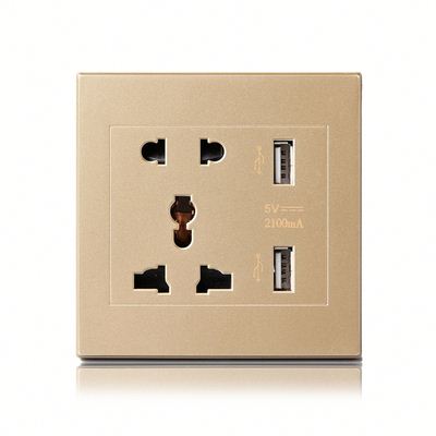86mm Square Universal Dual USB Wall Socket Five-hole International Multi-function Panel Socket Household Power Socket