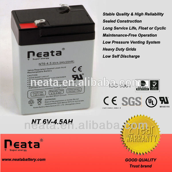 6v 4.5ah dry charging battery