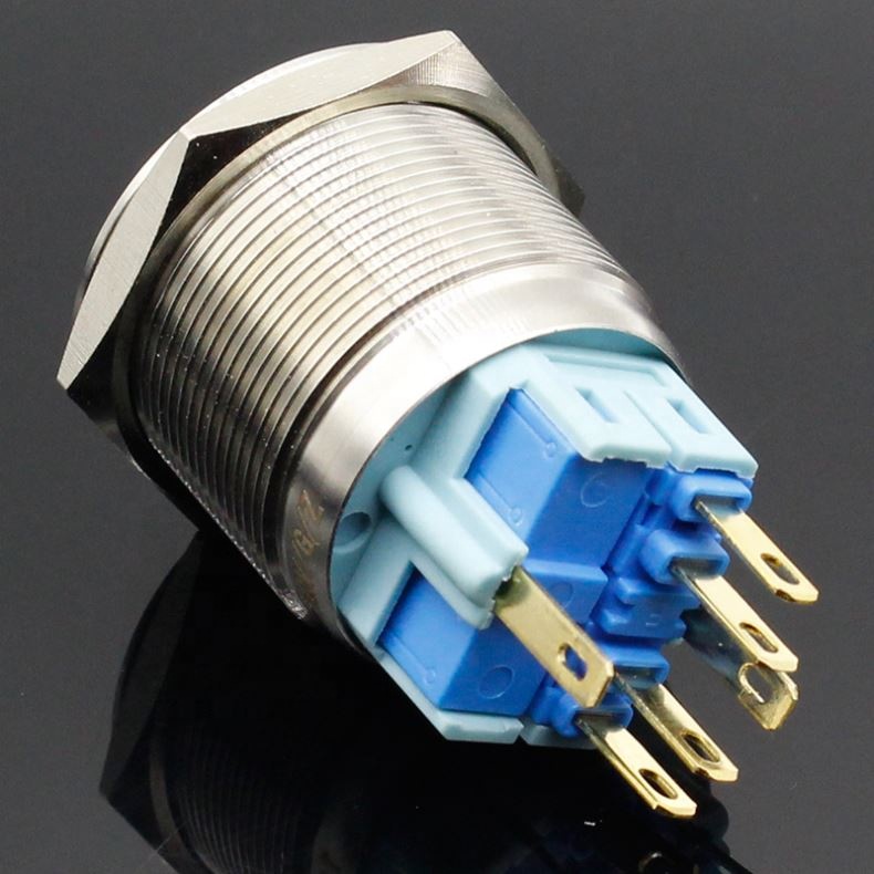 6Pin 25mm Metal Stainless Steel Momentary/Latching LED Push Button Switch Car Auto Engine Start PC Power Symbol