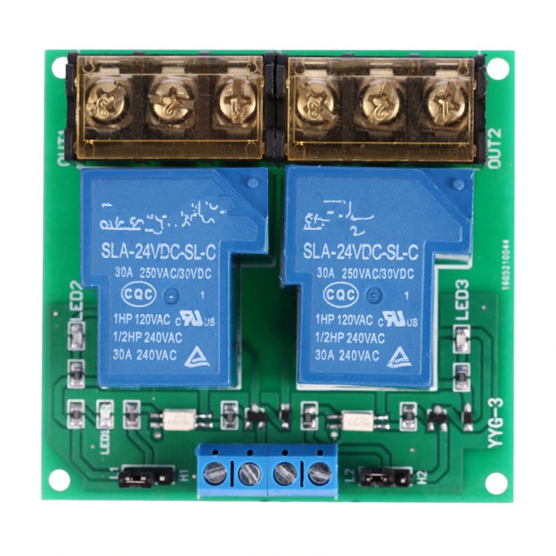 2-Channel DC 5V/12V/24V 30A Relay Board Module Optocoupler Isolation High/Low Trigger Relay Board Module