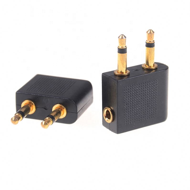 Plug Adapter 3.5mm Pro Airline Airplane Golden Plated Headphone Jack Plug Adapter