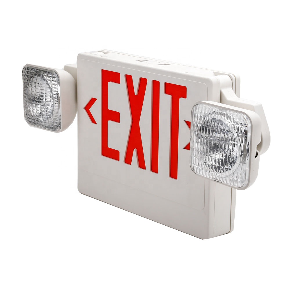 Commercial Light  All LED Decorative Red Exit Sign & Emergency Light Combo with Backup Battery
