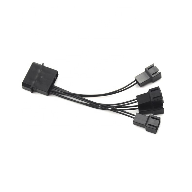 1 x Splitter Cable 4 Way 3 Pin Computer Power Multi Fan Connector Durable Black Cable Extension Splitter Adapter