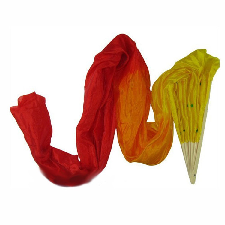 Colorful Hand Made1pcs Women Belly Dancing Fans Tools Silk Bamboo Long Veils Fans