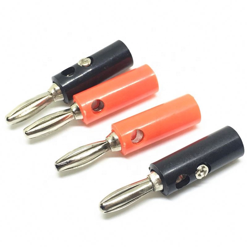4mm Male Banana Plug Jack Screw-type Black & Red Wire Audio Speaker Cable Connector