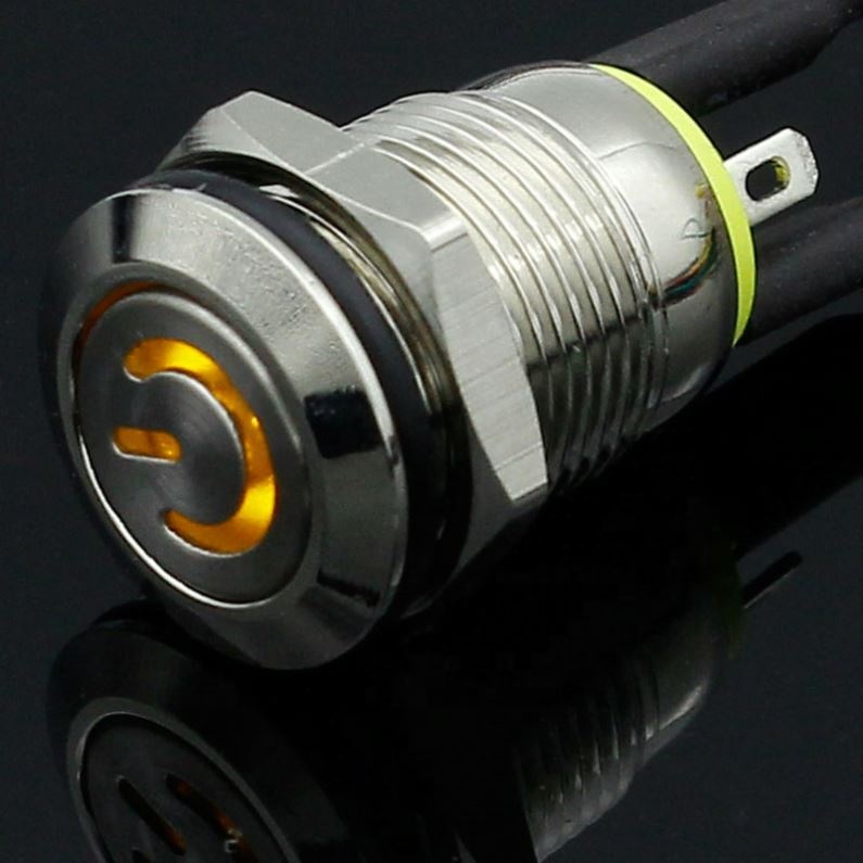 Car Computer 12mm 3V 5V 12V 220V Angel Eye Aluminum Metal LED Power NO Push Button Switch Self-reset Metal Switch Normally Open