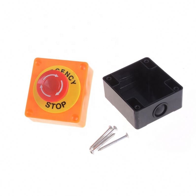 Emergency Stop Switch Plastic Shell Red Sign Push Button Switch Mushroom Stop Button AC 660V 10A NO+NC LAY37-11ZS