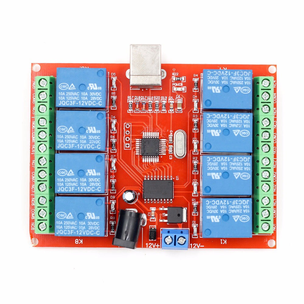 8 Channel DC 12V Relay Module  Computer USB Control Switch Driver PC Intelligent Controller