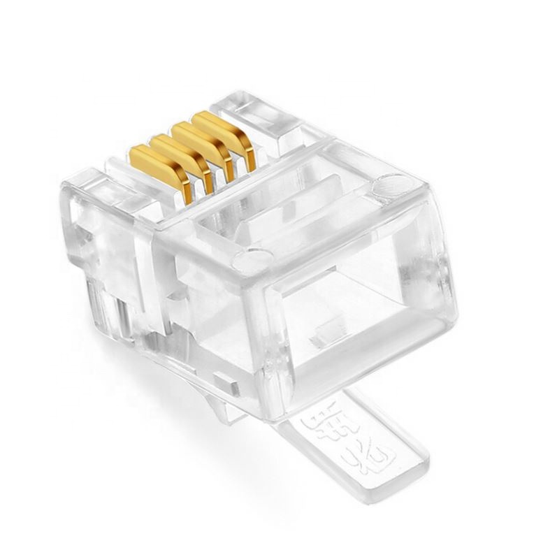 New Crystal Head RJ11 6P4C Modular Plug Gold Plated Network Connector High Quality