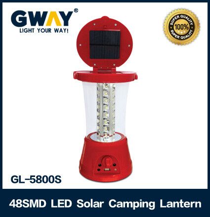 36LED rechargeable solar camping lantern with USB output function and 4V2AH sealed lead-acid battery