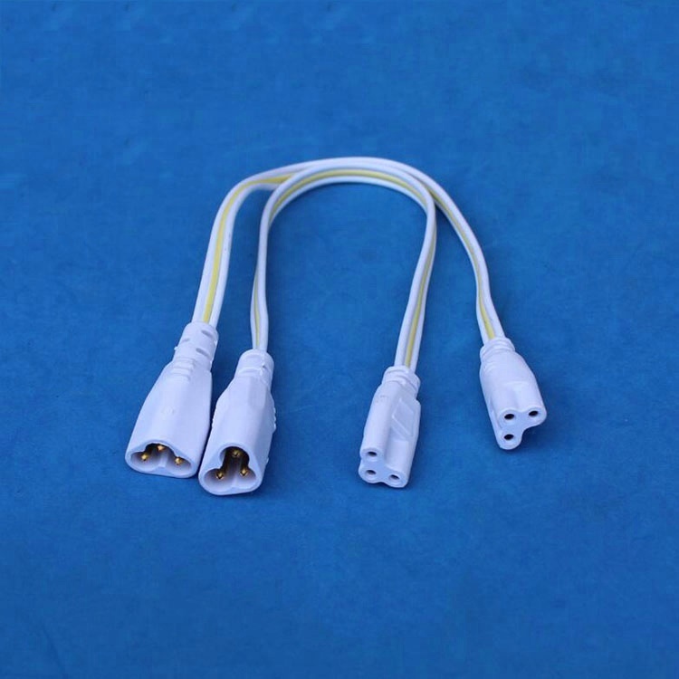 LED Tube Lamp T5 T8 Male Female Plug Connector 3 hole Power Extension Wire 50cm