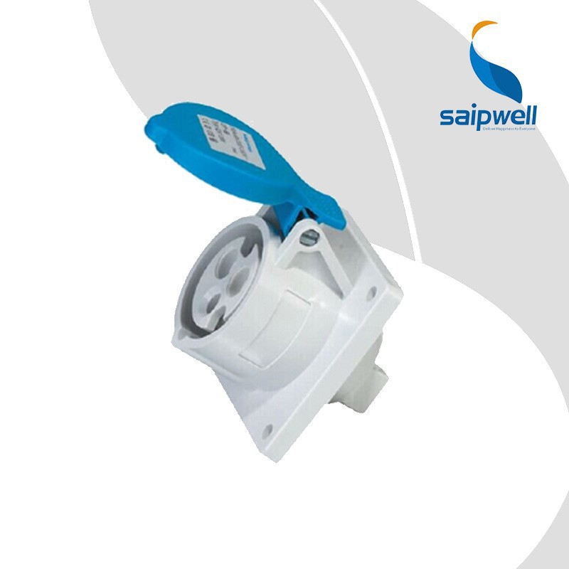 SAIPWELL 63a ip44 3pins Flange Size Waterproof Panel Mounted New Design Male Female Plug and Socket