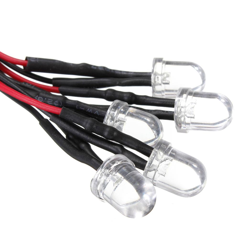 5 Color White Red Blue Green Yellow 10mm 12v Diffused Round Top DC LED Diode 20 cm Pre wired Lights Bulbs Lamp