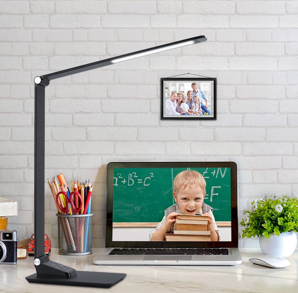 Hot selling hotel bedside modern lcd display working desk office led reading table lamp with usb port