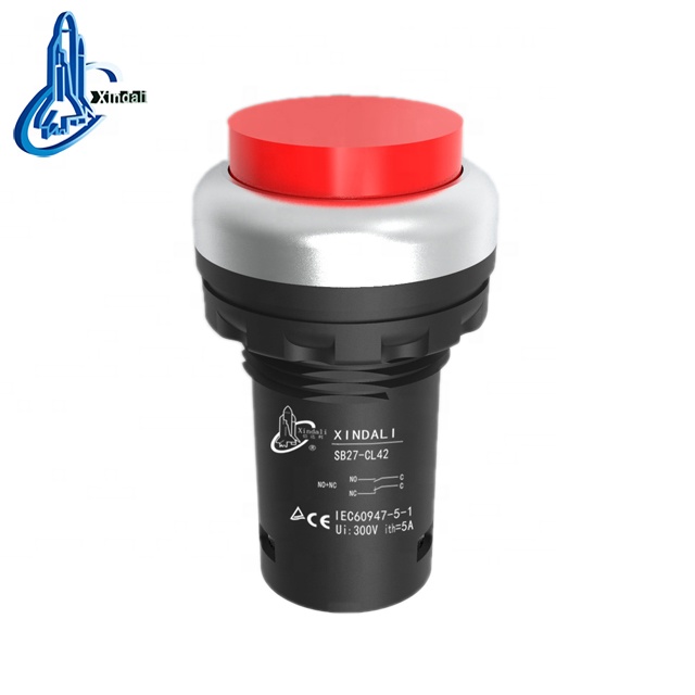 SB27-CL42 xindali waterproof cover ip67 spring return convex push button