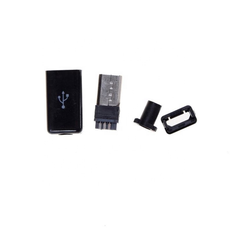 Micro USB 5PIN Welding Type Male Plug Connectors Charger 5P USB Tail Charging Socket 4 in 1 White Black