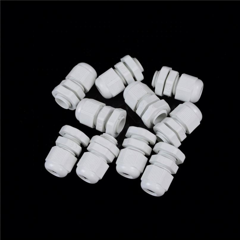 PG7 Cable Gland Connector Waterproof Nylon Plastic For 3-6.5mm Cable White Color For Fixing Cables