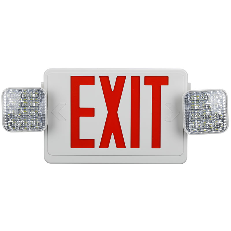 Red Letter Exit Sign Single Or Double Face Led Emergency Light With Adjustable Two Heads And Backup Battery