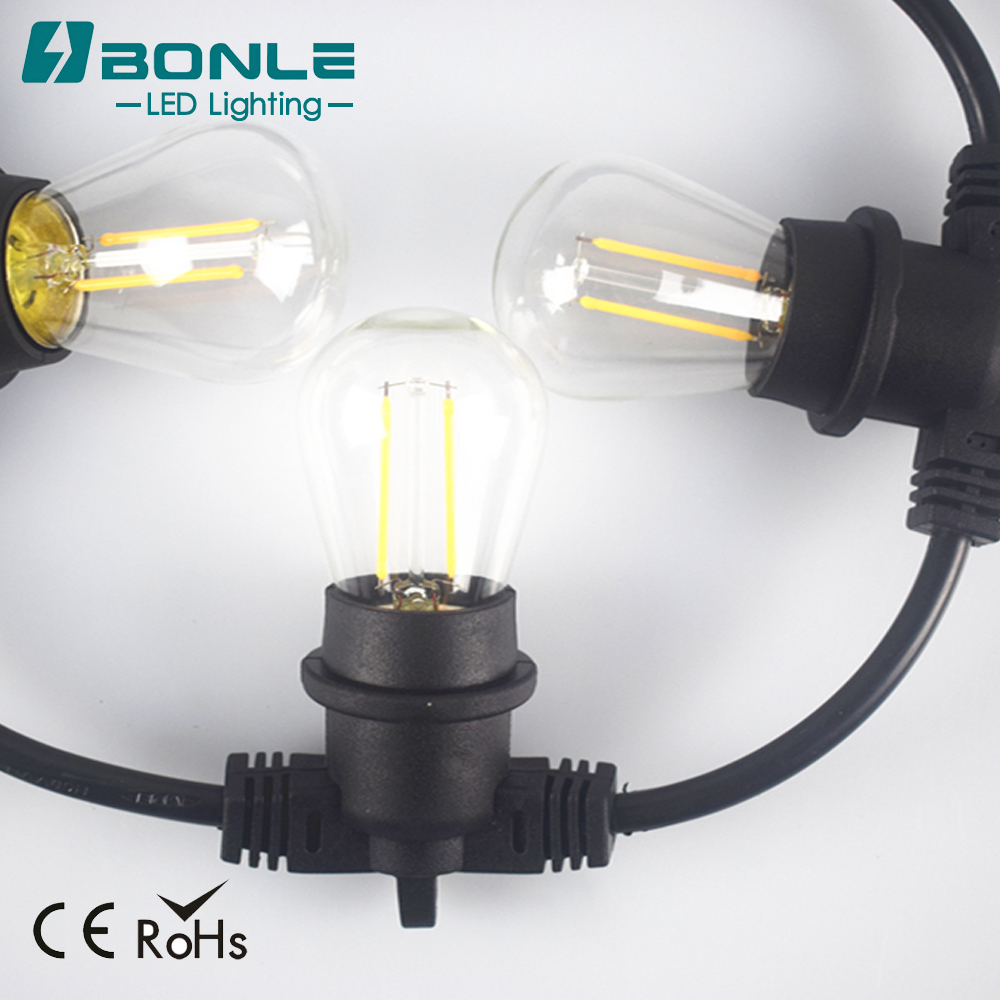 Outdoor Patio String Lights Black Waterproof Flexible Custom Christmas Commercial Led Edison Drop String Lights