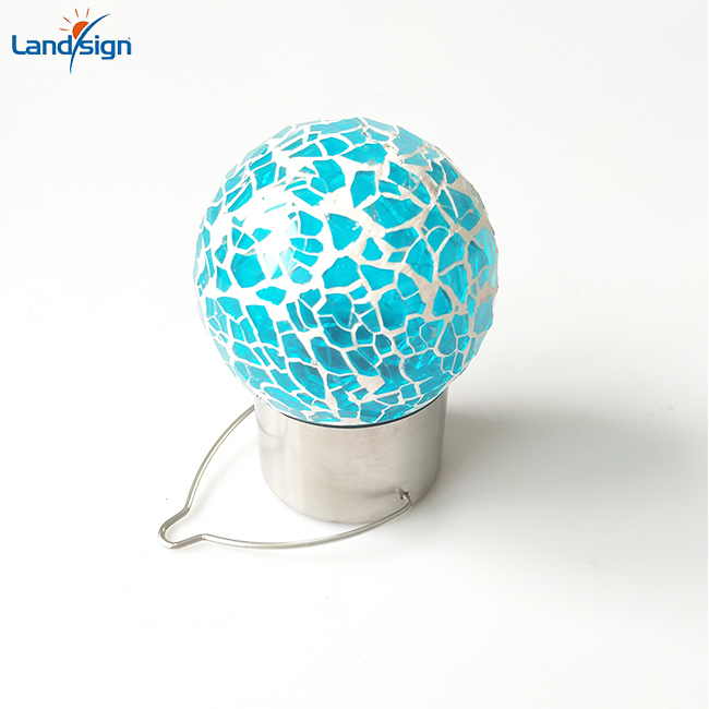 solar outdoor hanging lights XLTD-212 solar hanging mosaic lights outdoor garden LED crackle globes