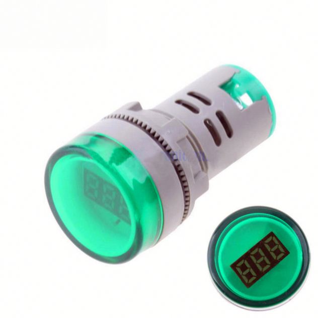 22MM Digital LED Display Gauge Volt Voltmeter Voltage Meter Indicator Pilot Light T90 AC 60V-500V AC60-500V 0-50A Green