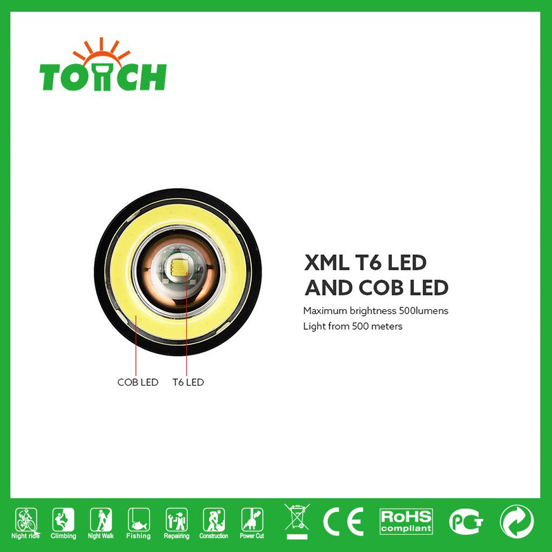 Powerful aluminum alloy zoomable XPE 18650 3 modes LED flashlight