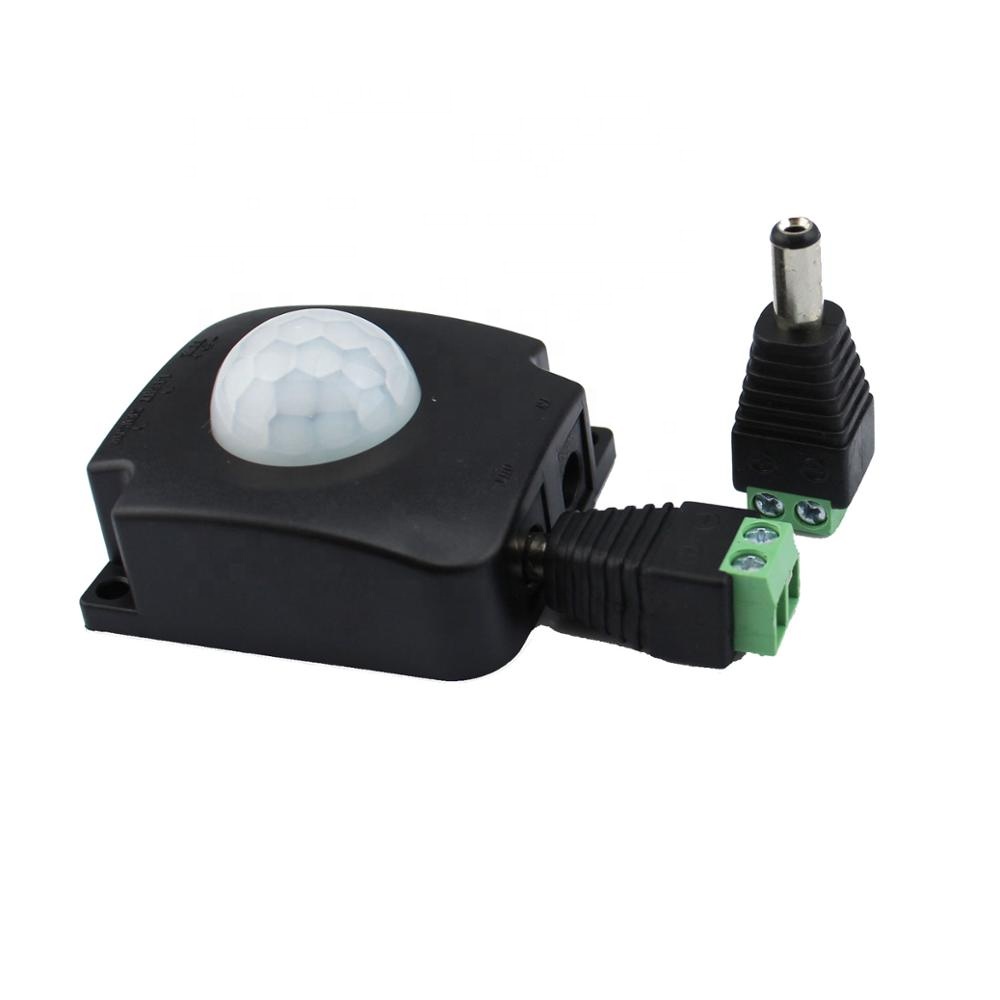 Automatic small PIR infrared motion sensor detector switch for LED stripBlack auto passive PIR motion sensor switch for lighting