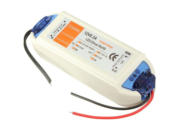 DC 12V 6.3A LED Strip 72W Power Supply transformer
