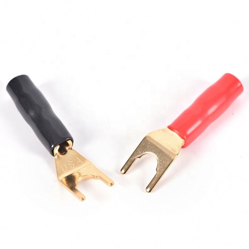 Speaker Cable Pop Gold Plated Fork Banana Y Spade Plug Solderless Speaker Cable Connector Tuning Fork Banana