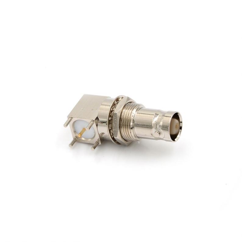 5pin copper plating nickel RF Coaxial Connector BNC Female socket bulkhead Right Angle PCB Mount BNC Connector