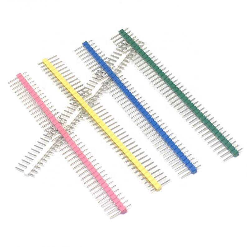 Pin Connector Male 2.54mm Pitch Pin Header Strip Single Row 40 pin Connector Kit for PCB board (6 Colors Each5 pcs)