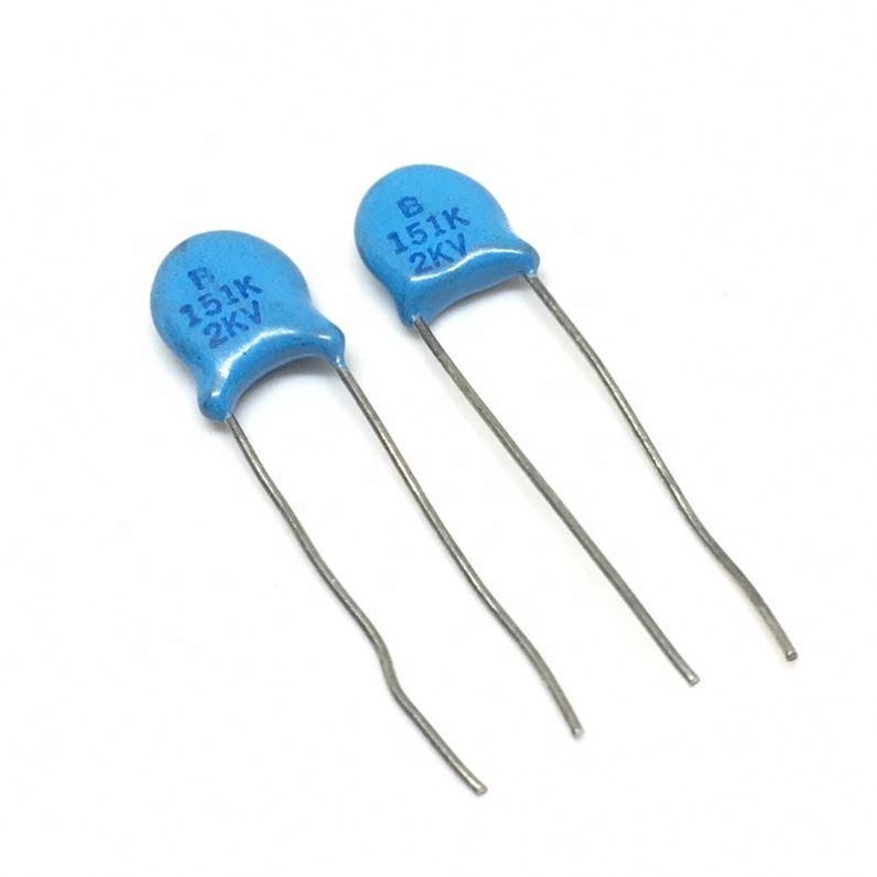 High voltage ceramic capacitor 151K 2KV P=5mm High voltage ceramic blue 150PF 2000V 10%