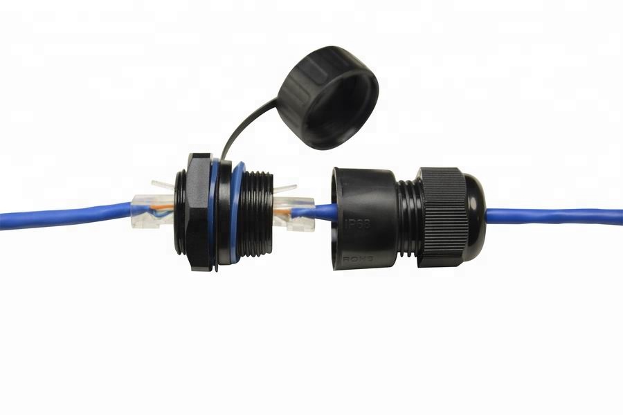 Singe head Unshielded Rj45 M25 F/F connector socket with inner waterproof cover