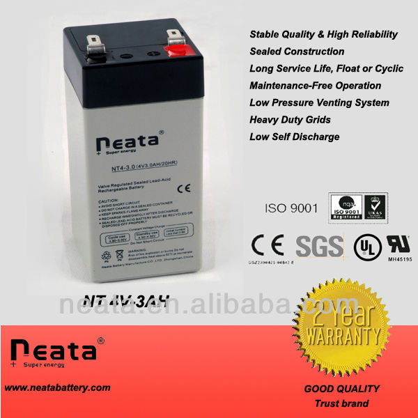 Valve regulated sealed lead acid battery 4v 3.0ah
