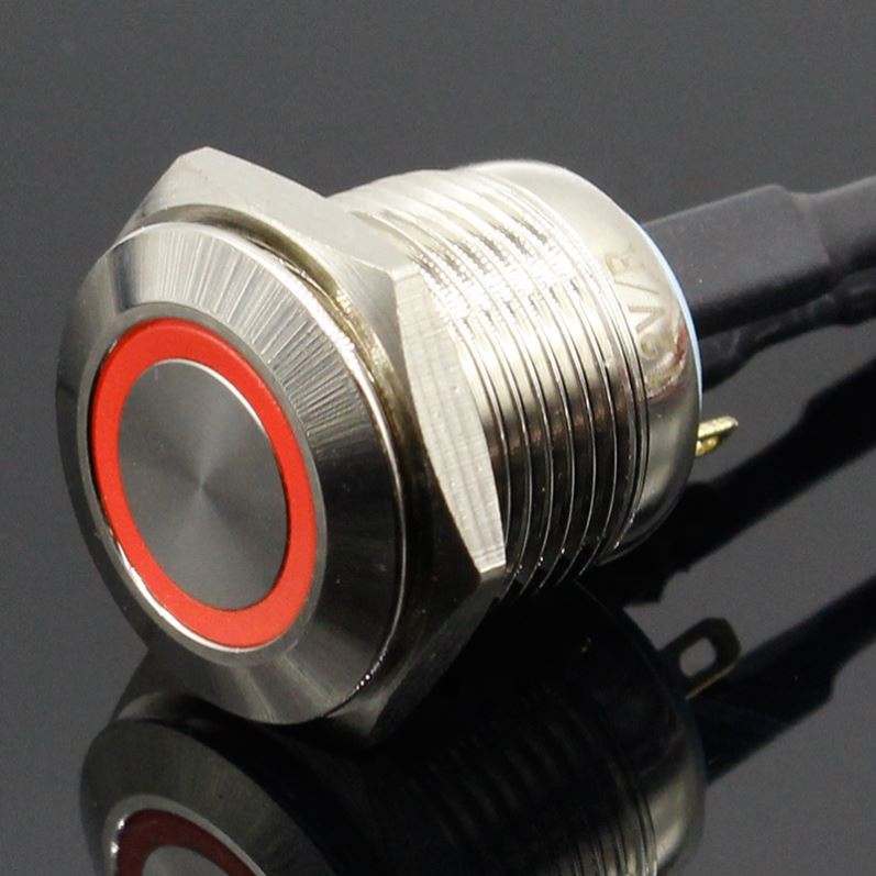 16mm 3V 5V 12V 220V Angel Eye Aluminum Metal LED Power NO Push Button Switch Self-reset Metal Switch Normally Open