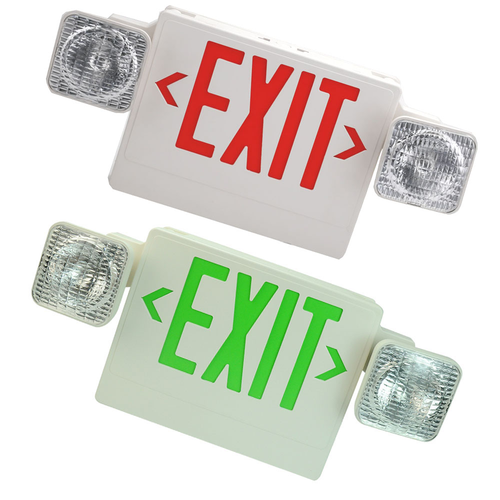 2 Pack -  Hardwired Red LED Combo Exit Sign Emergency Light