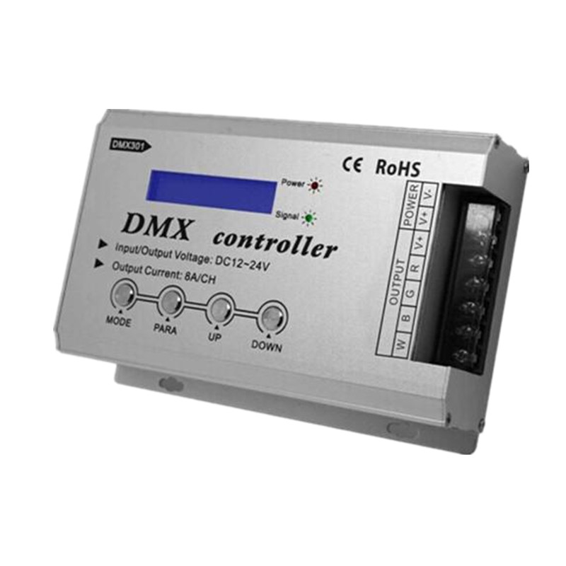 DMX301 DC12-24v with LCD screen dmx 512 rgb led controller,dmx control smd 3528 smd 5050 rgb pixel led,output 3 channel,8A/ch