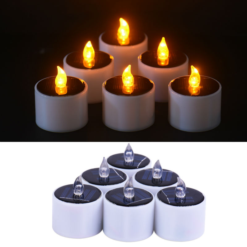decoration christmas Yellow Flicker Solar Power LED Light Candles Flameless Electronic Solar LED Nightlight Solar Energy Candle