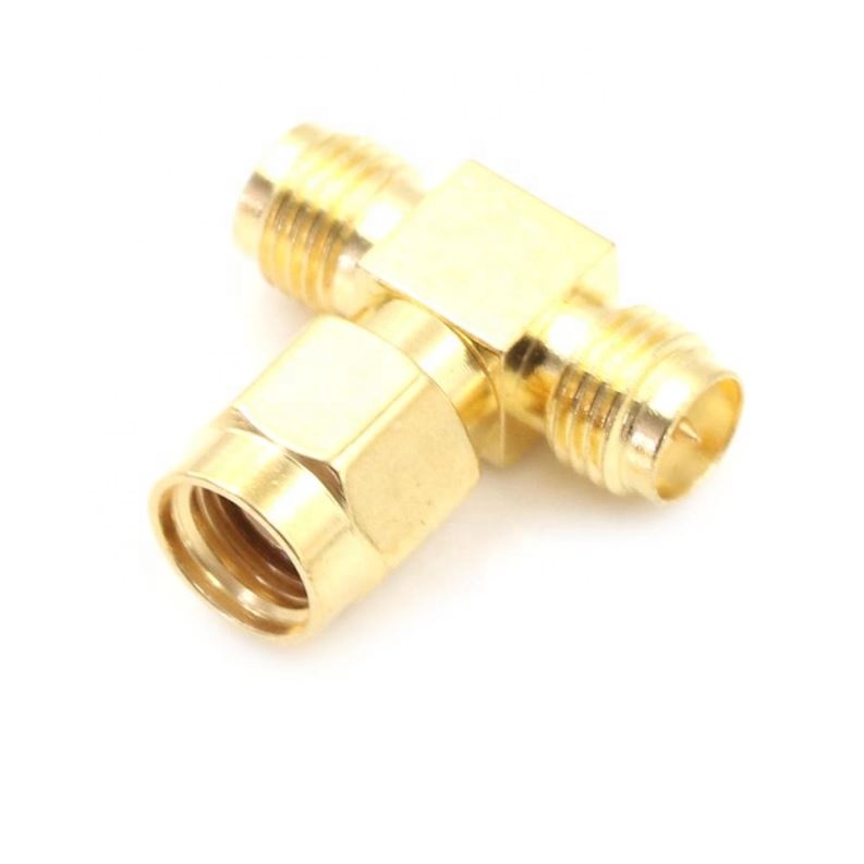 RP-SMA Male To 2 RP-SMA Female 3 Way Adapter Fast Ship RF Coaxial Coax Adapter RP-SMA To RP-SMA 3 Way Triple T Connector