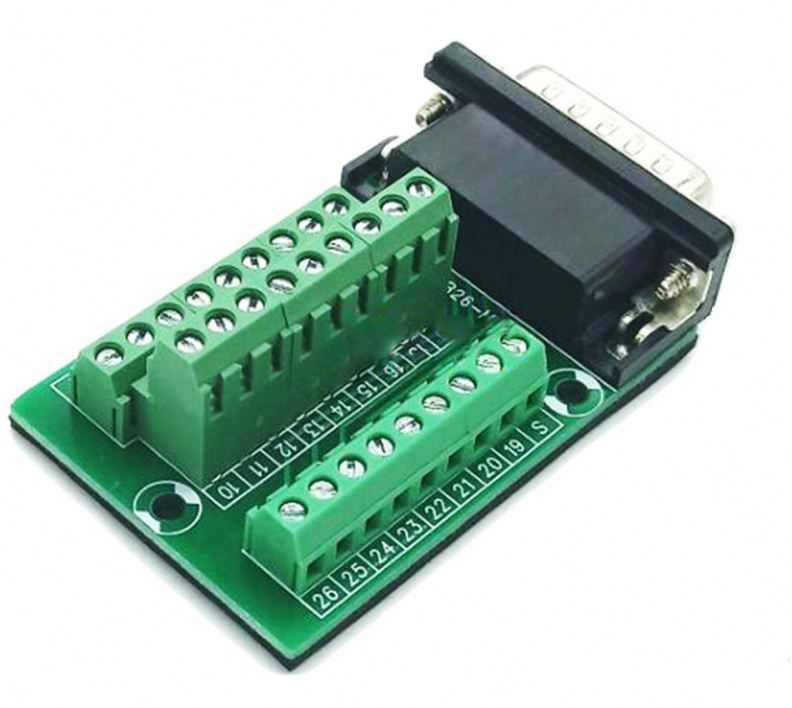 26 Pin DB26 D-SUB Male Female Adapter to PCB Terminal Signals Module Breakout Board Connector With Insulating Mat