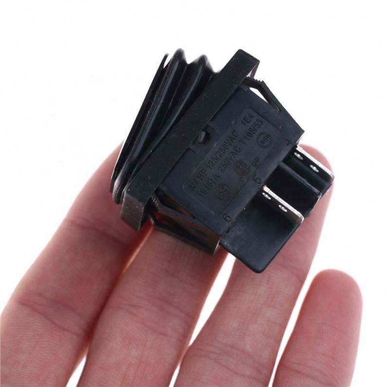 DPST 4PIN ON/OFF Boat Rocker Switch 16A 250V Car Dash Dashboard Truck Black Waterproof 38x28.5x30.5mm